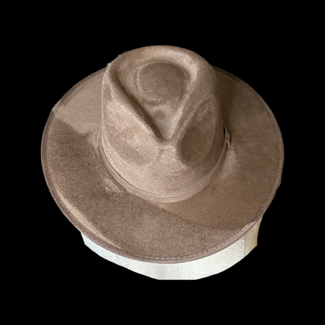 Tear Drop Vegan Suede Rancher Flat Brim - W