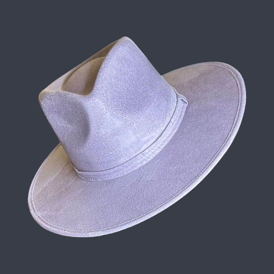 Tear Drop Vegan Suede Rancher Flat Brim - W