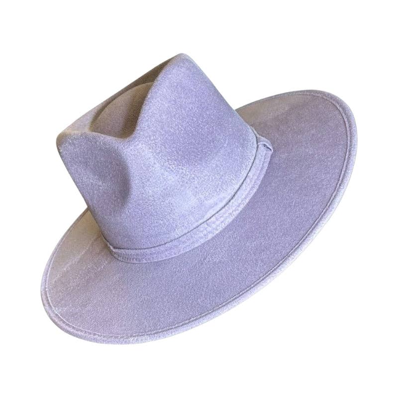 Tear Drop Vegan Suede Rancher Flat Brim - W