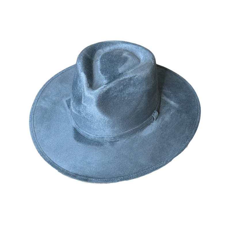 Tear Drop Vegan Suede Rancher Flat Brim - W