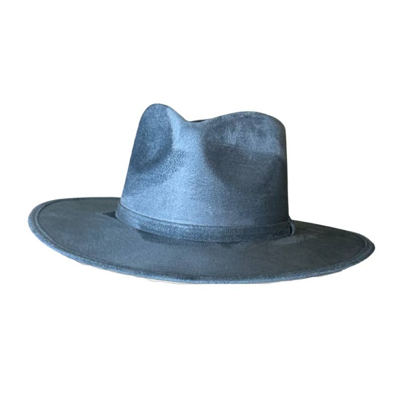 Tear Drop Vegan Suede Rancher Flat Brim - W