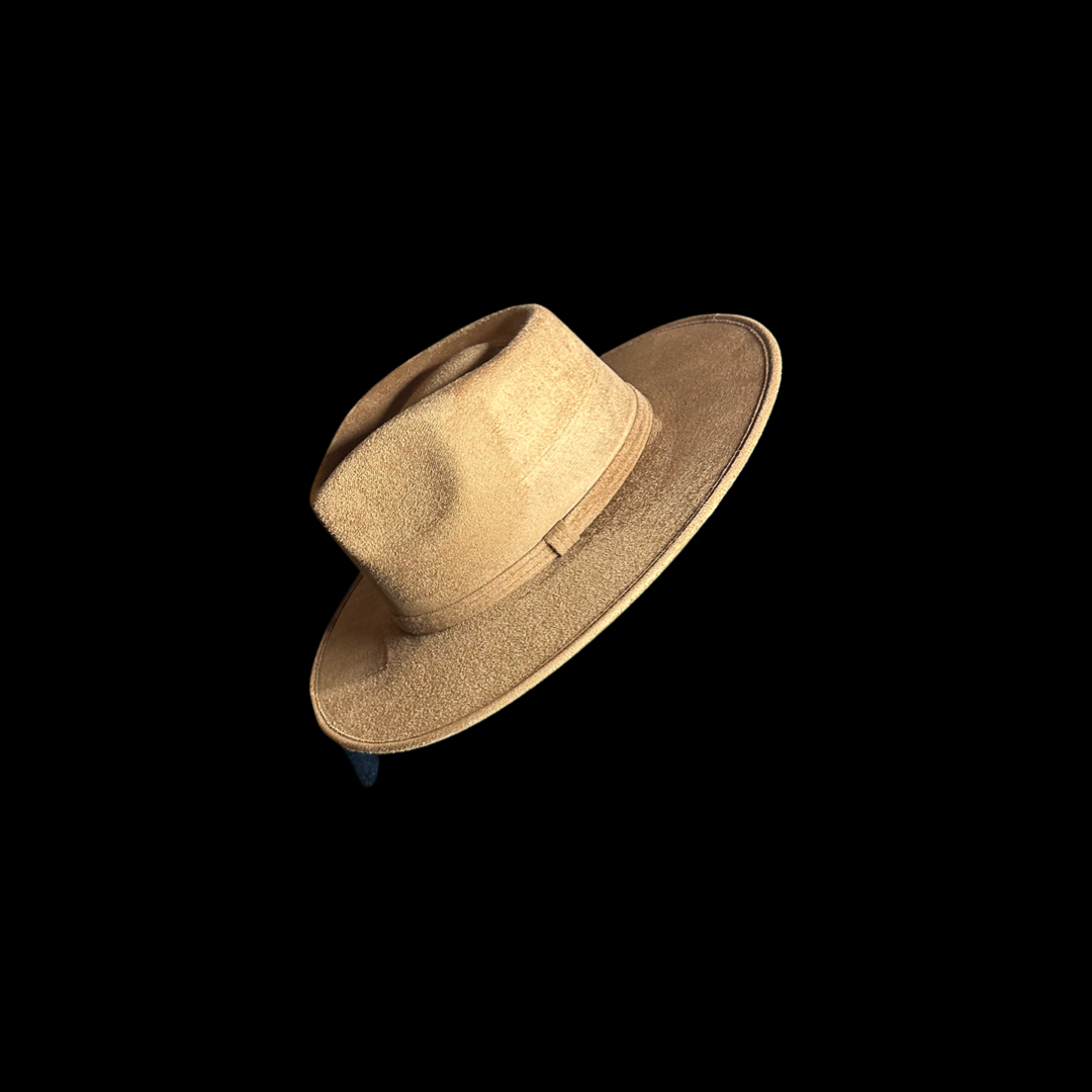 Tear Drop Vegan Suede Rancher Flat Brim - W