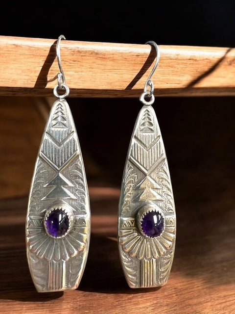 Amythist sterling silver earrings
