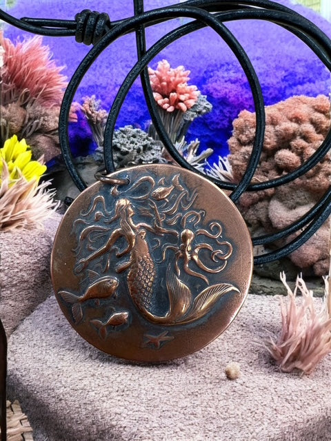 Copper medallion necklace