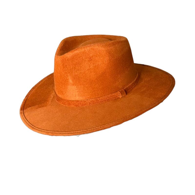 Tear Drop Vegan Suede Rancher Flat Brim - W
