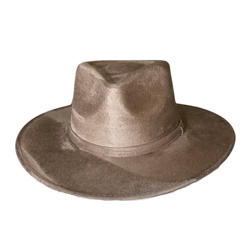 Tear Drop Vegan Suede Rancher Flat Brim - W