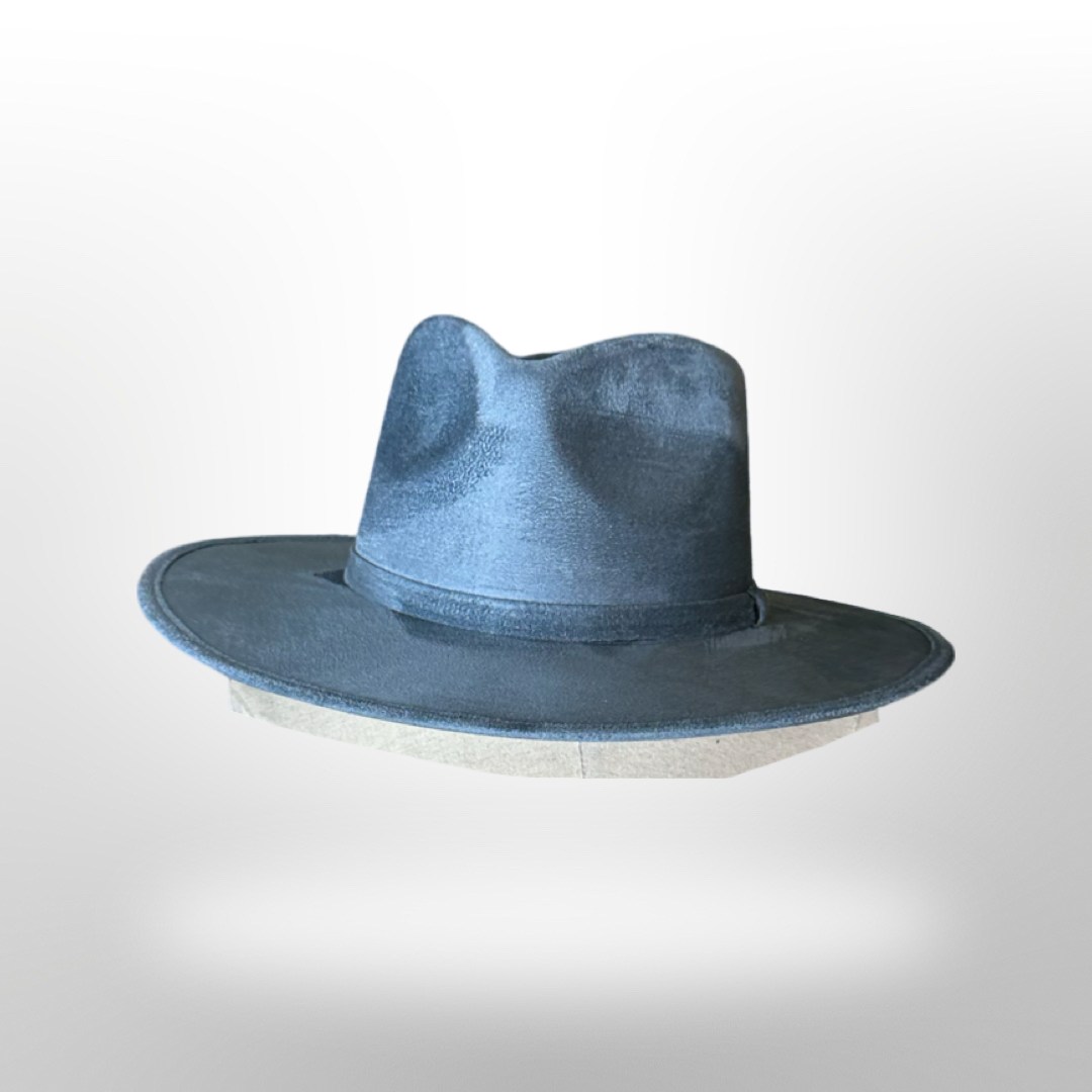 Tear Drop Vegan Suede Rancher Flat Brim - W