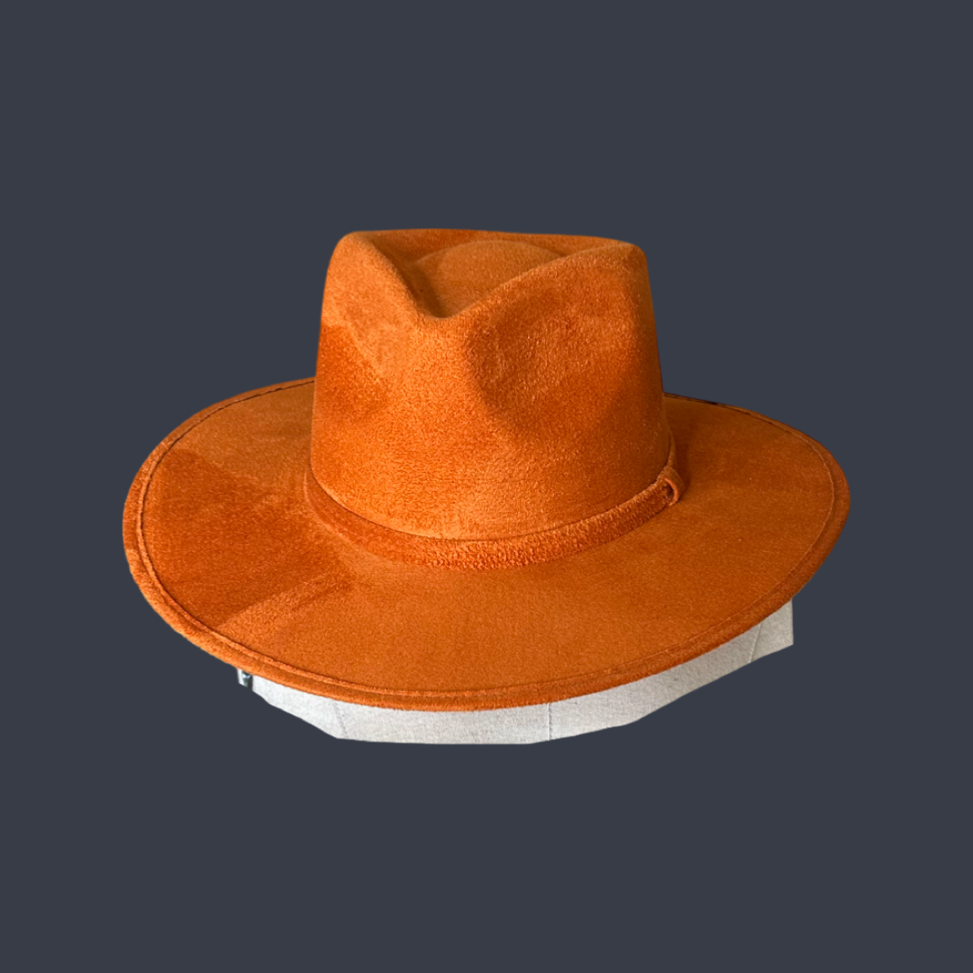 Tear Drop Vegan Suede Rancher Flat Brim - W