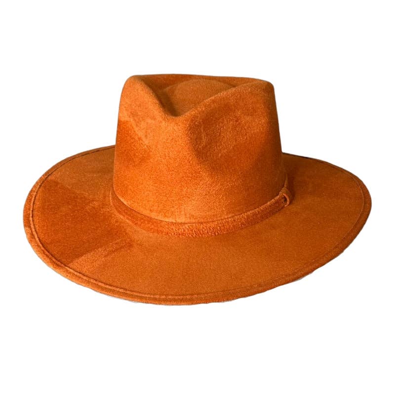 Tear Drop Vegan Suede Rancher Flat Brim - W