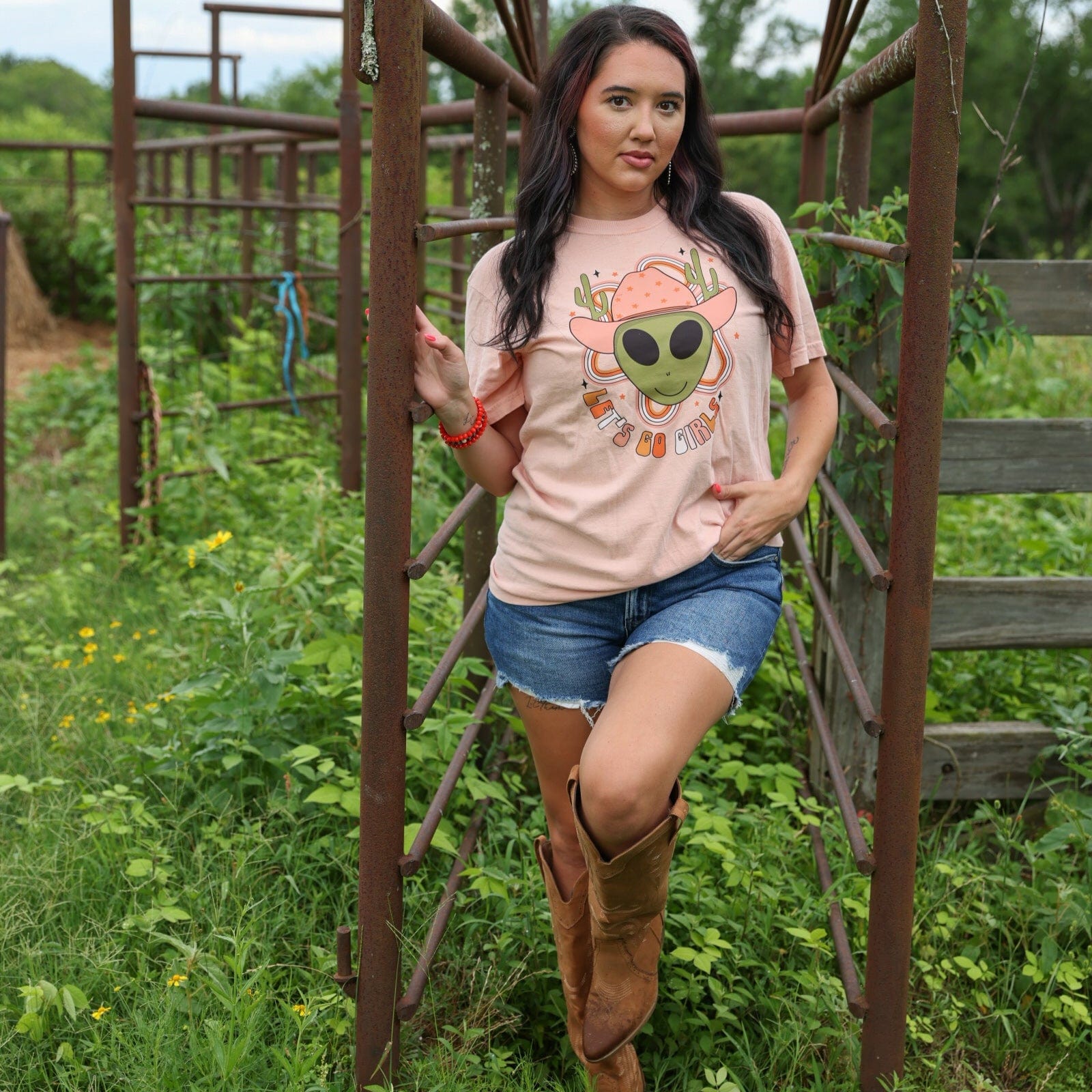 FestiviTees Women - Apparel - Shirts - T-Shirts Let’s Go Girls Alien Cowgirl Soft Graphic Tee