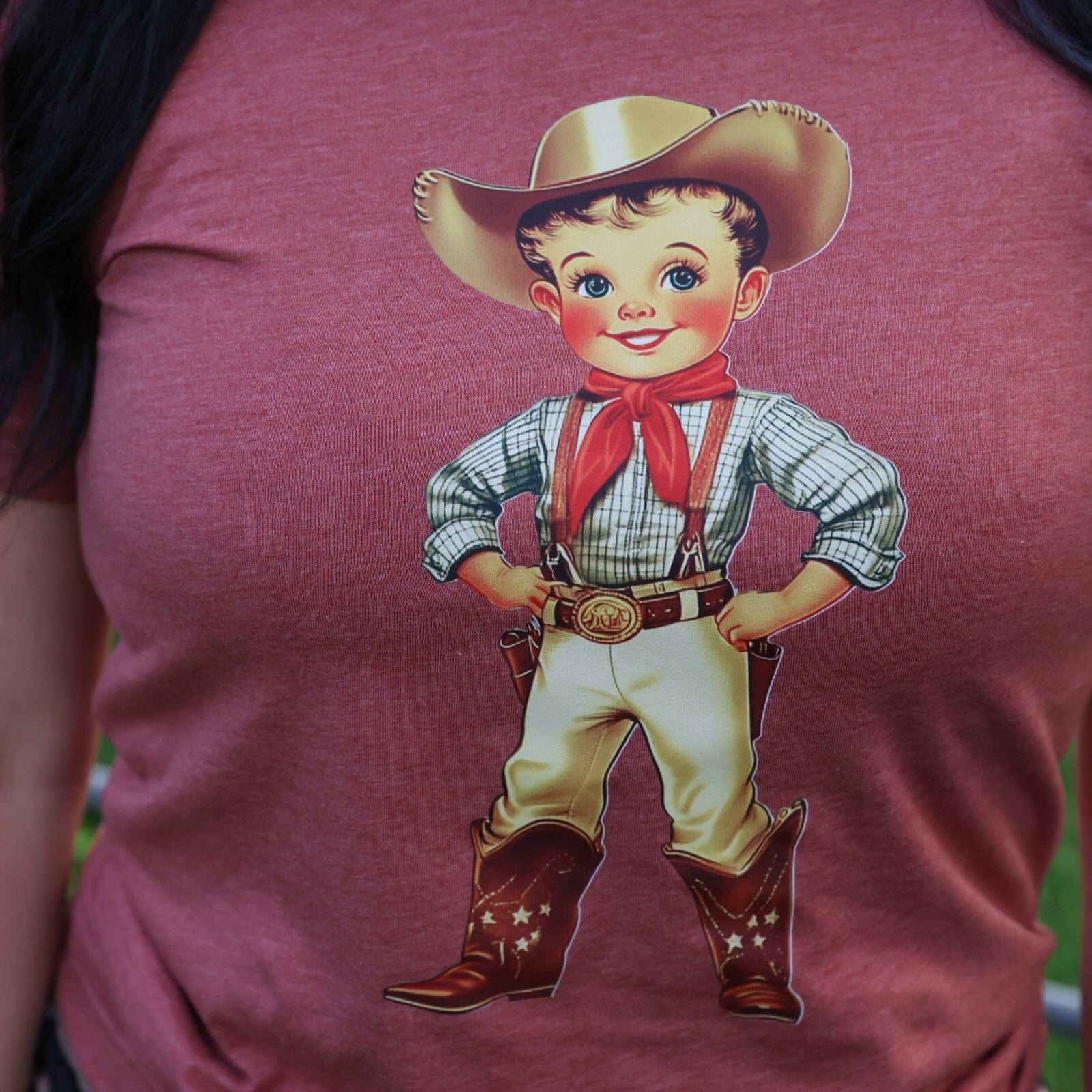 FestiviTees Women - Apparel - Shirts - T-Shirts Retro Cowboy Kid Soft Graphic Tee