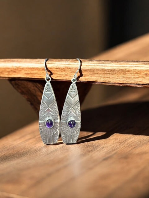 Amythist sterling silver earrings