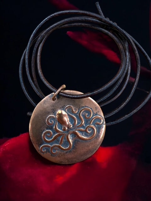 Copper medallion necklace