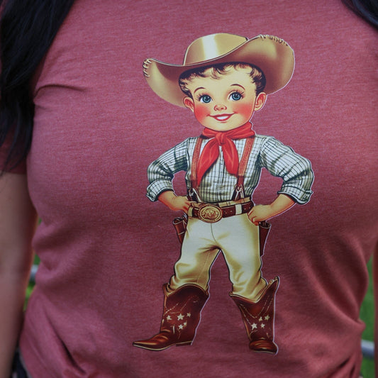 FestiviTees Women - Apparel - Shirts - T-Shirts Retro Cowboy Kid Soft Graphic Tee
